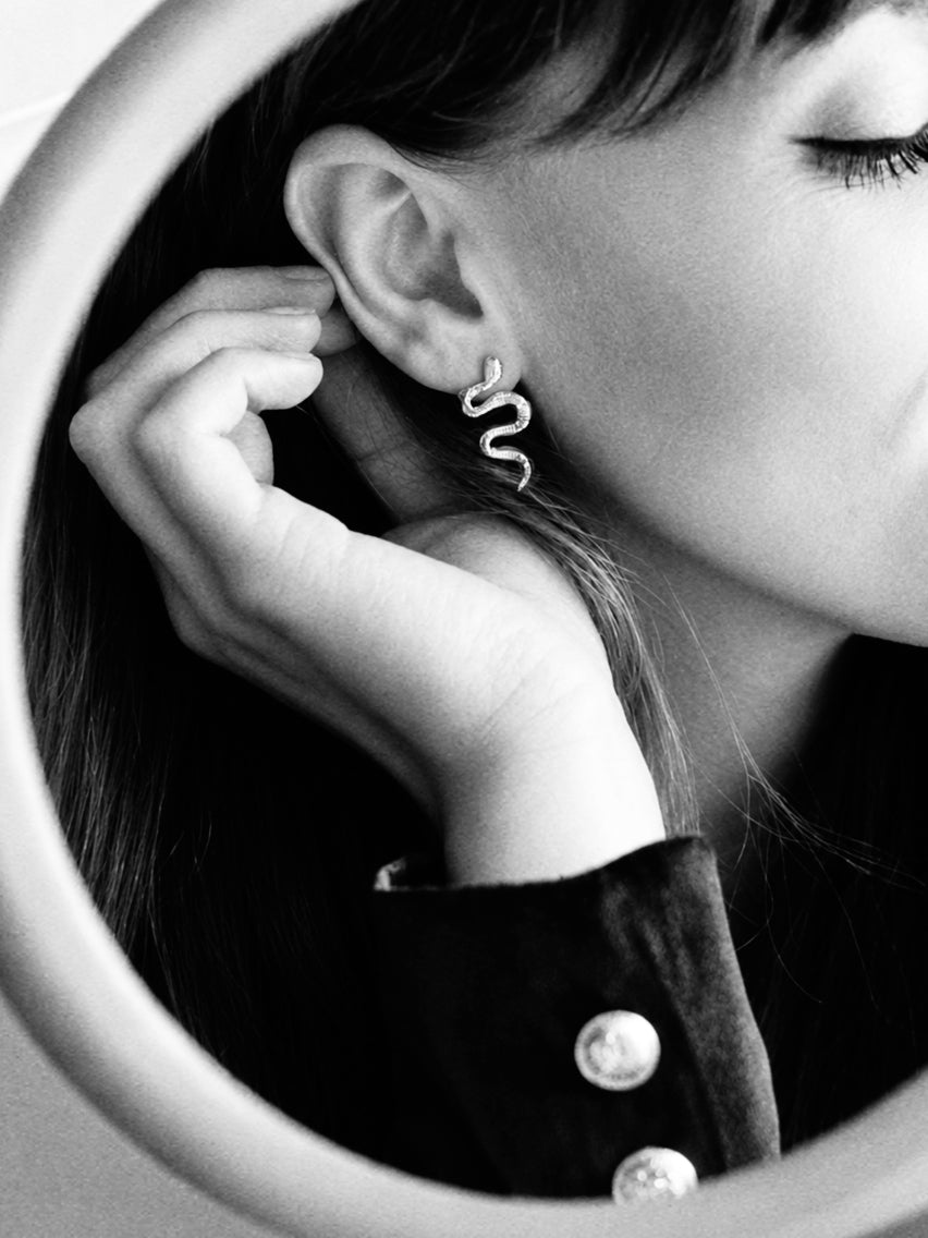 "Dance" Snake Earrings in silver