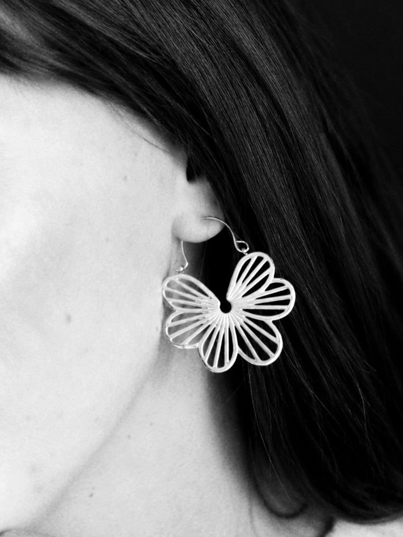 Madame Floral Earrings in Silver