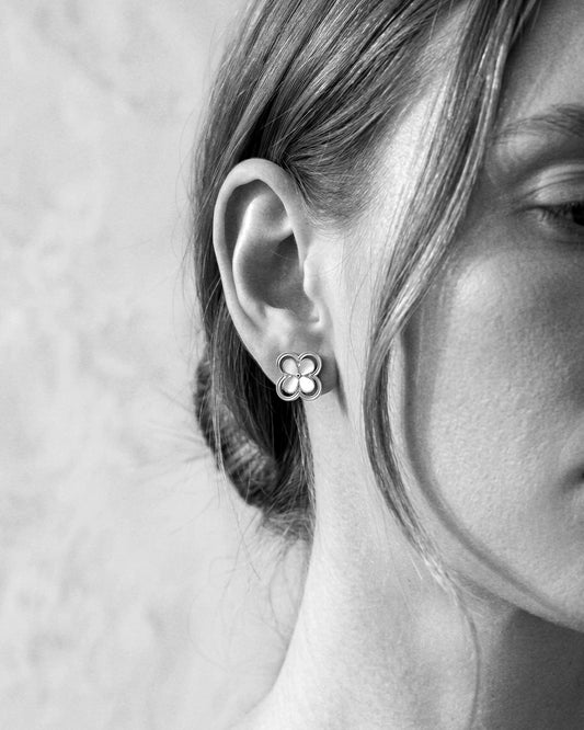 Beautiful Pearl Clover Studs in silver