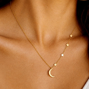 Rhiannon Moon And Stars Necklace Gold