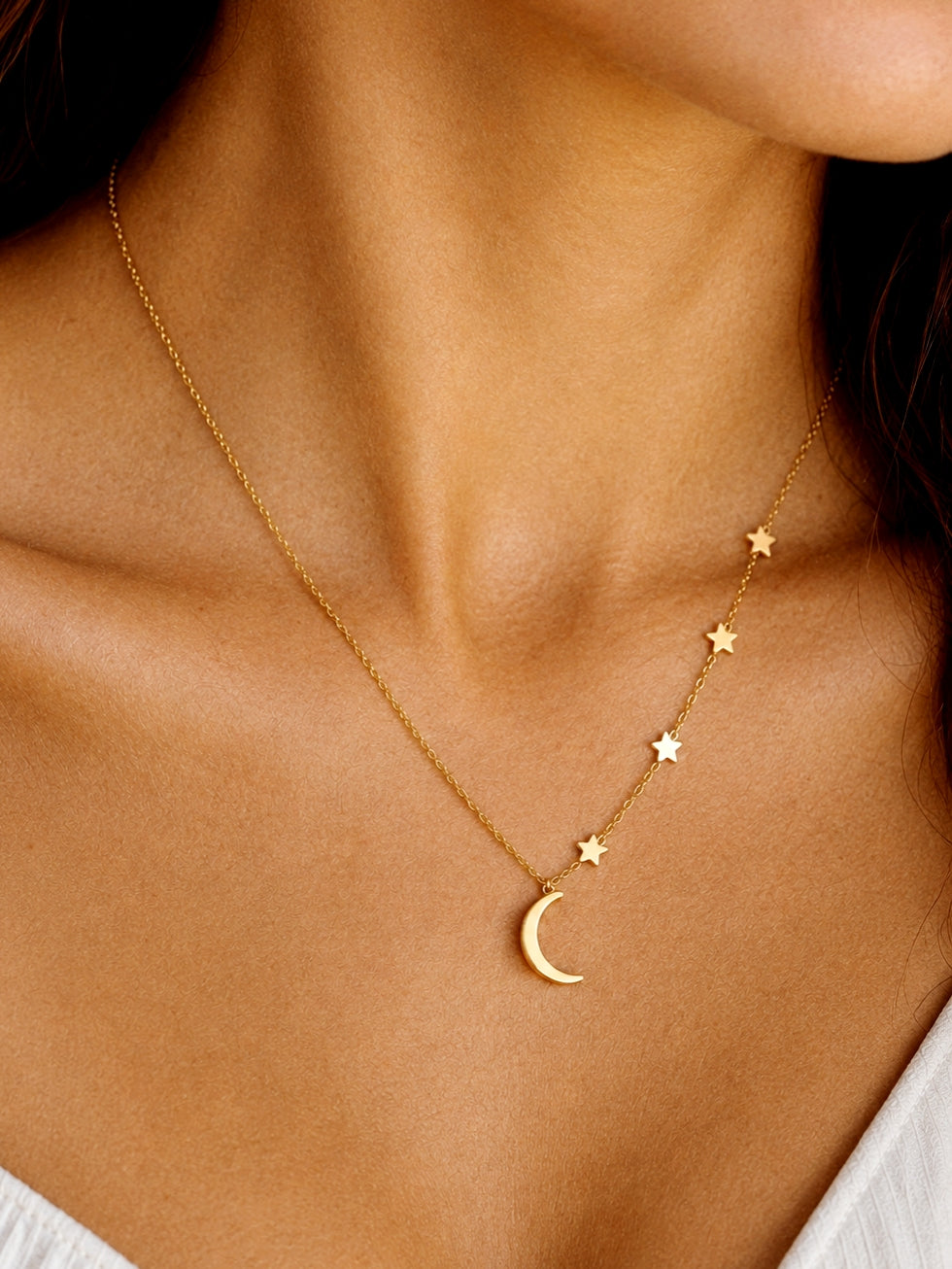 Rhiannon Moon And Stars Necklace Gold