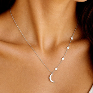 Rhiannon Moon And Stars Necklace In Silver