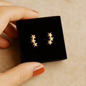 Little Three-Star Stud Earrings in Gold