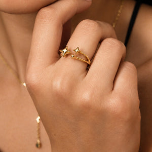 Ester Open Star Ring in Gold