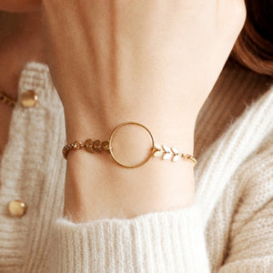 Atlas Adjustable Bracelet With Leaves / Gold