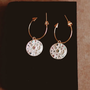 Sparkle Coin Hoops with Spikes