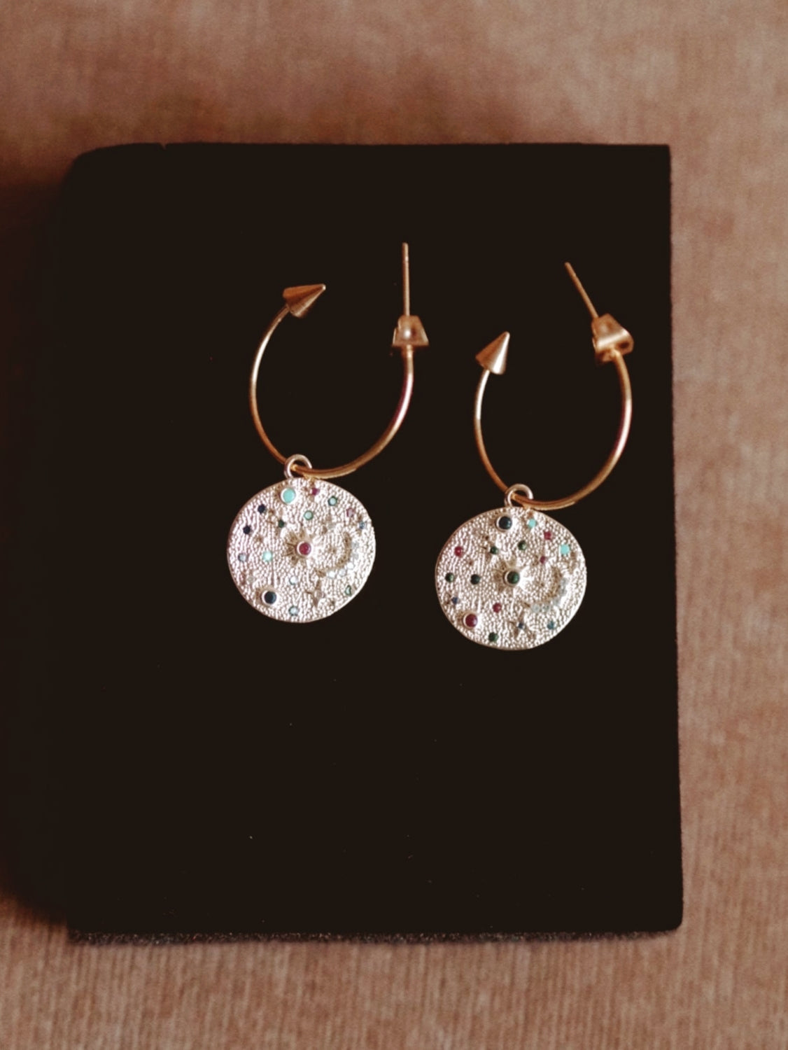 Sparkle Coin Hoops with Spikes