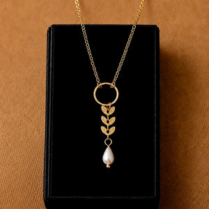 Atlas Leaf and Pearl Necklce