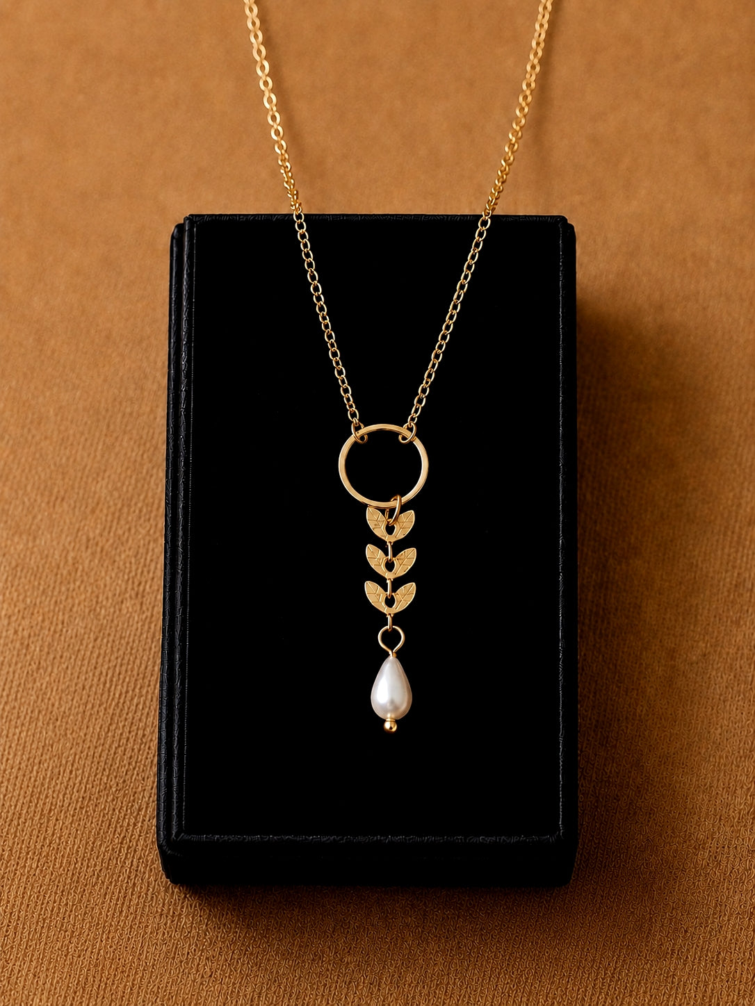 Atlas Leaf and Pearl Necklce