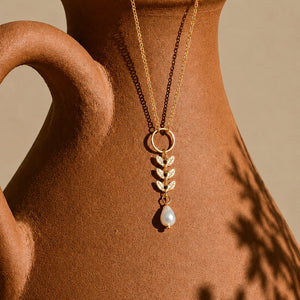 Atlas Leaf and Pearl Necklce