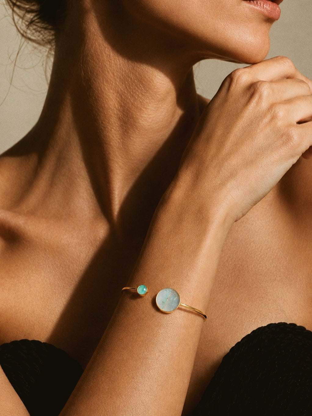 Miranda Adjustable Bangle Amazonite & Swarovski