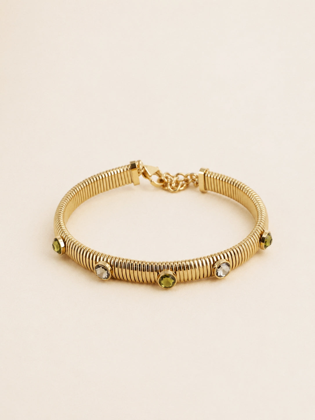 Khaki Green Swarovski Bracelet