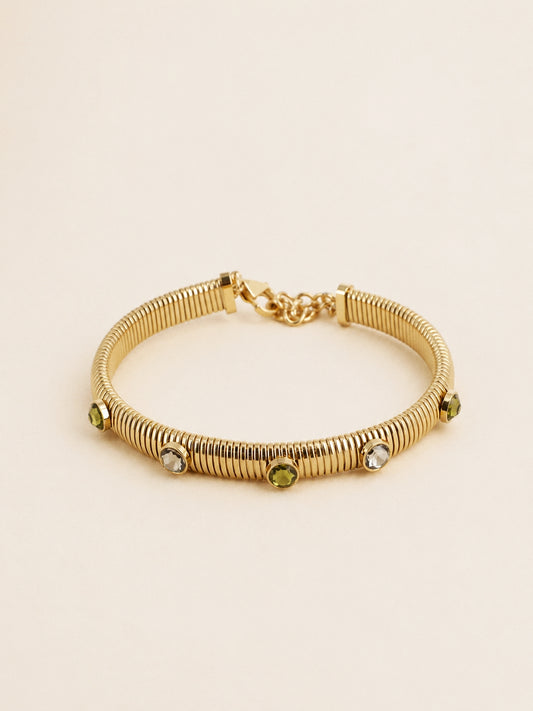 Khaki Green Swarovski Bracelet
