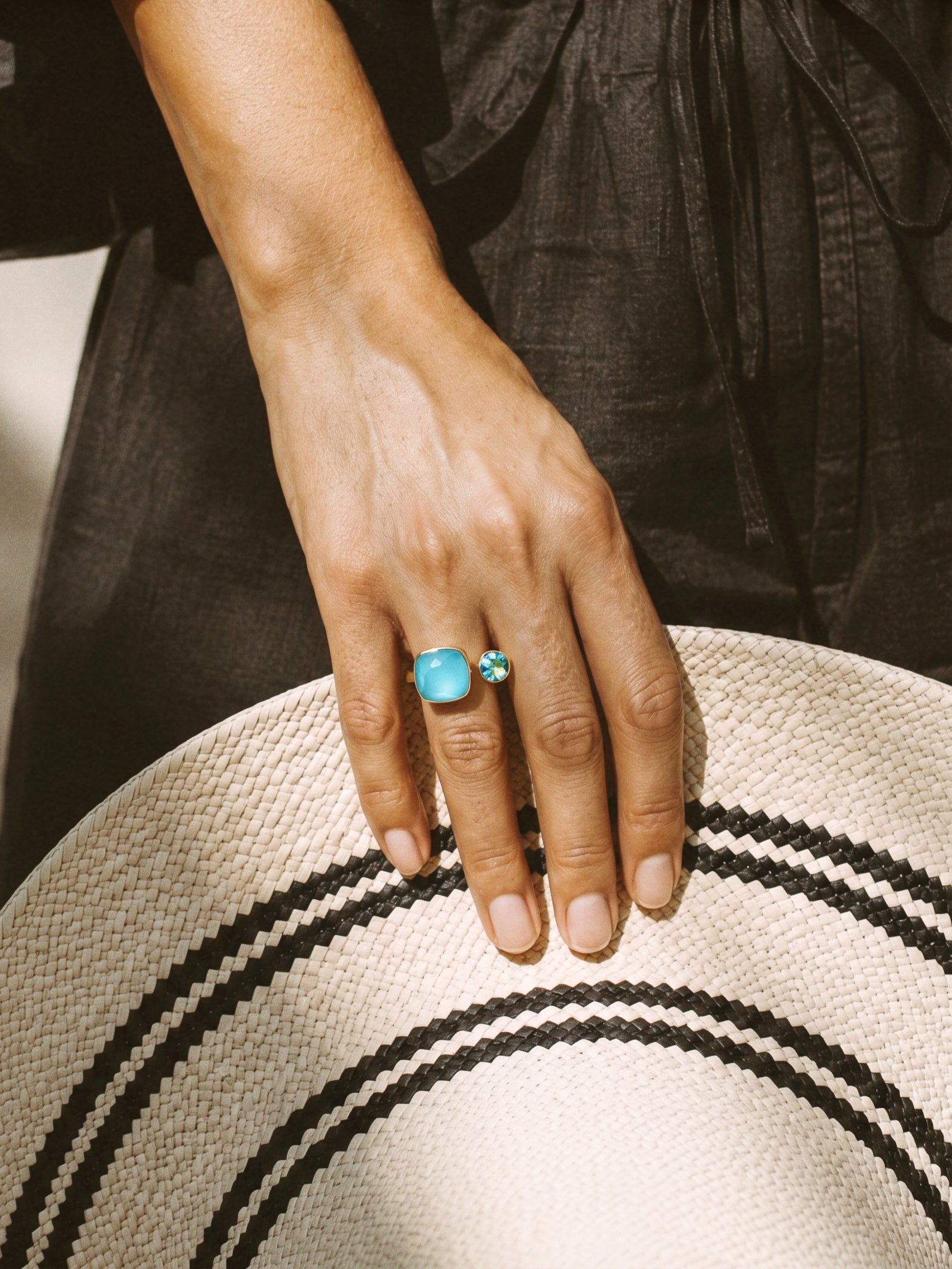 Blue Lagoon 2 Swarovski Stones Ring
