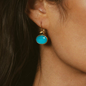Blue Lagoon Swarovski Stone Hoops