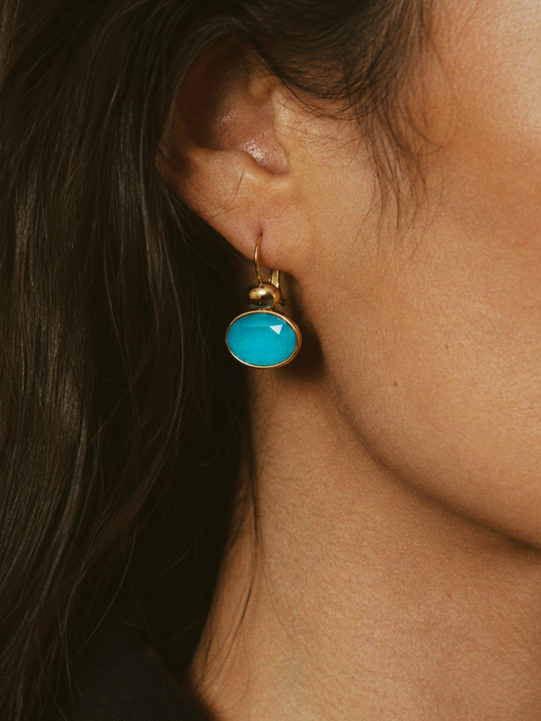Blue Lagoon Swarovski Stone Hoops