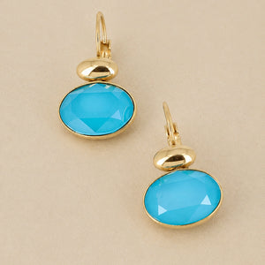 Blue Lagoon Swarovski Stone Hoops