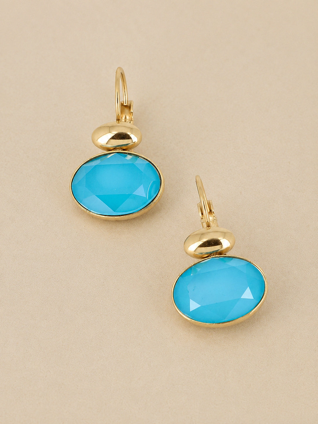 Blue Lagoon Swarovski Stone Hoops