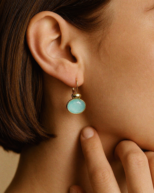 Timeless Swarovski Stone Hoops / Blue