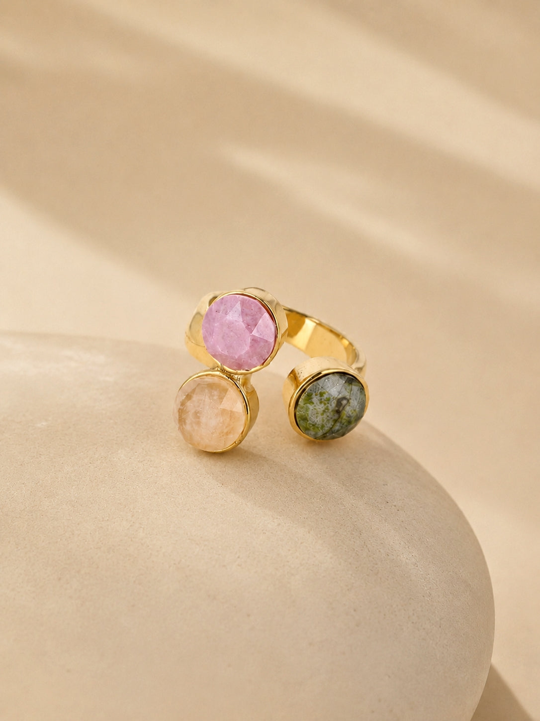 Emilie 3 Swarovski Stone Ring / Pink