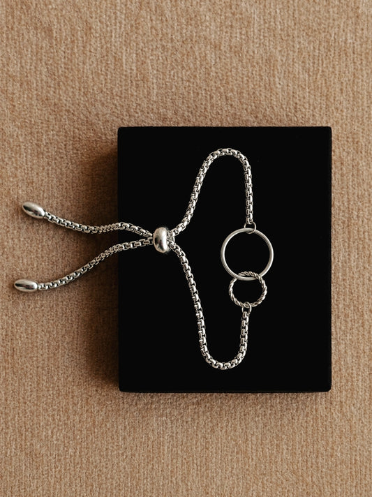 Atlas Adjustable Bracelet Two Circles / Silver