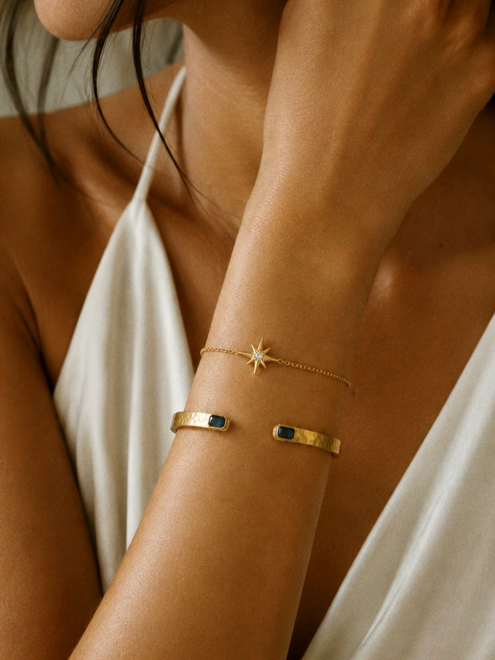 Alexandre Adjustable Bangle Gold / Blue