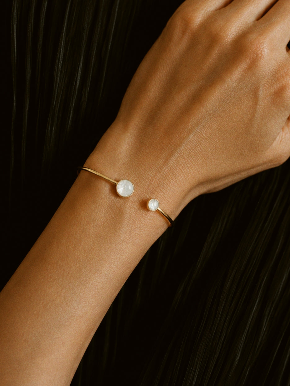 Moonlight Swarovski Crystals Open Bangle