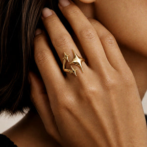Francesca Open Star Ring in Gold