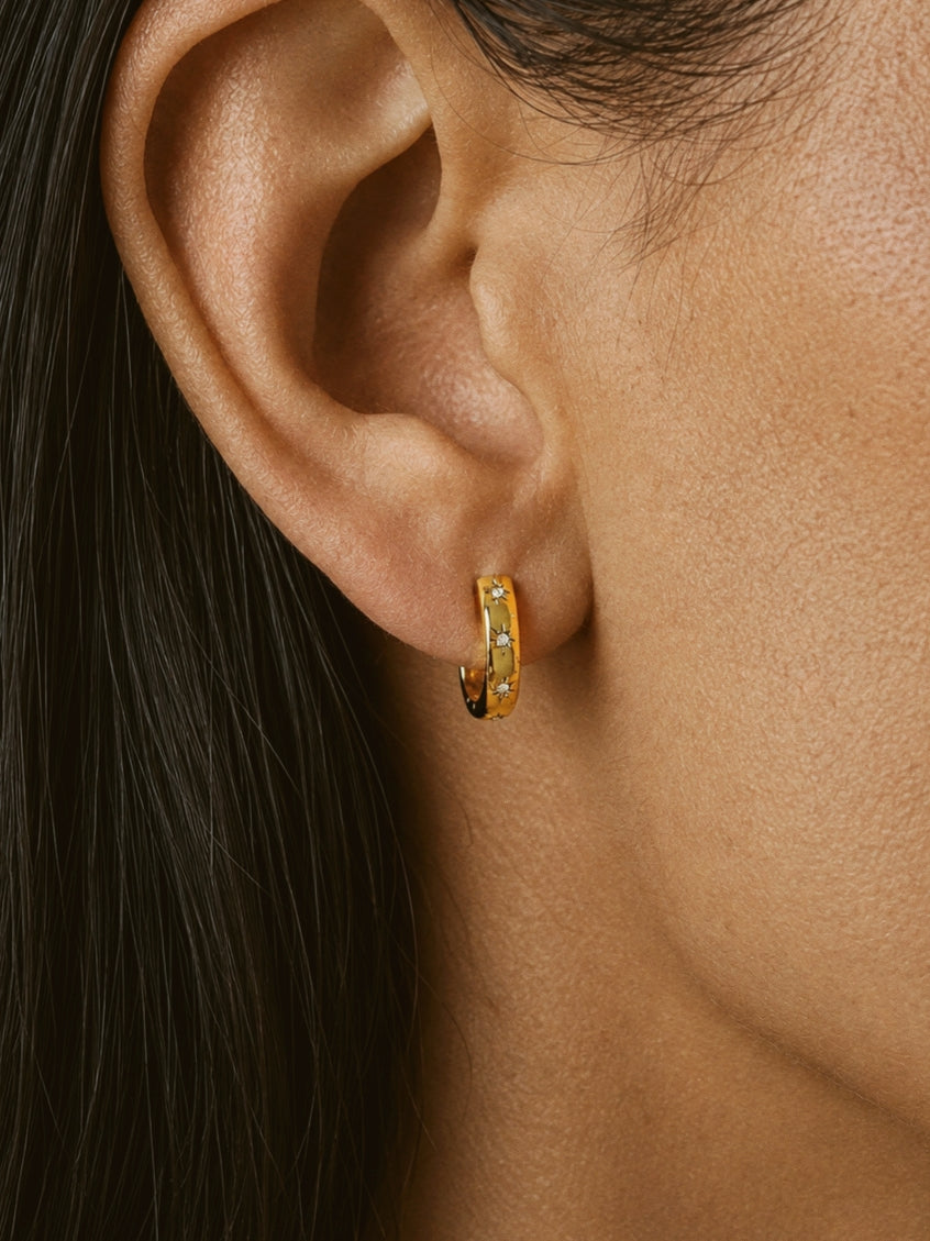 Star Hoops With Zirconia