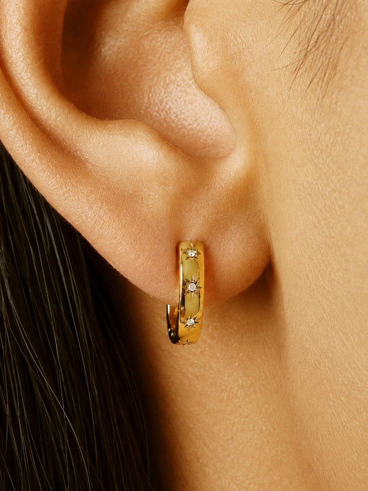 Star Hoops With Zirconia