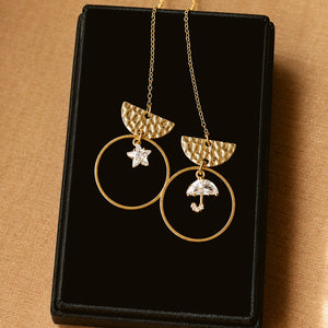 "Dancing In The Rain" Gold Signature Chain Earrings