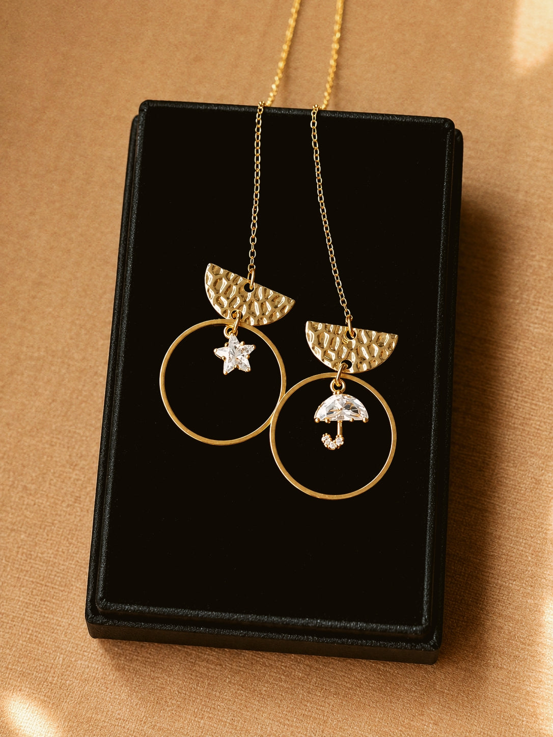 "Dancing In The Rain" Gold Signature Chain Earrings