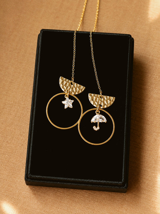 "Dancing In The Rain" Gold Signature Chain Earrings