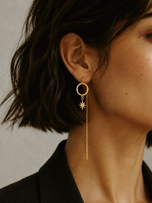 NorthStar Chain Earrings in Gold