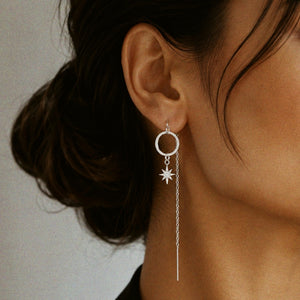 NorthStar Chain Earrings in Silver