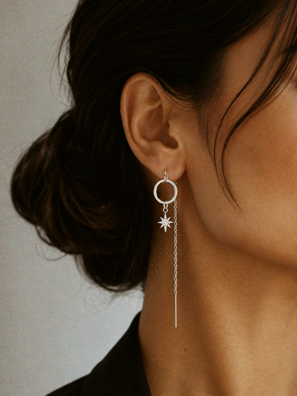 NorthStar Chain Earrings in Silver