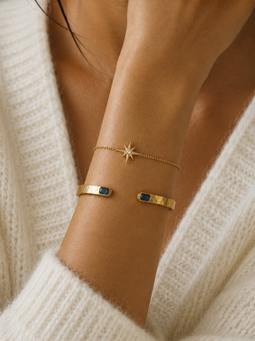 Alexandre Adjustable Bangle Gold / Blue