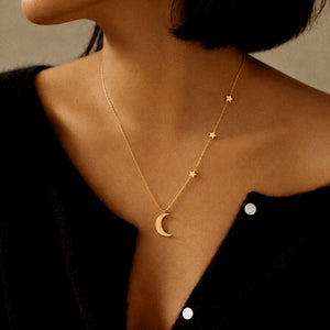 Rhiannon Moon And Stars Necklace Gold