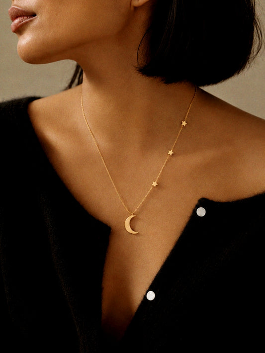 Rhiannon Moon And Stars Necklace Gold