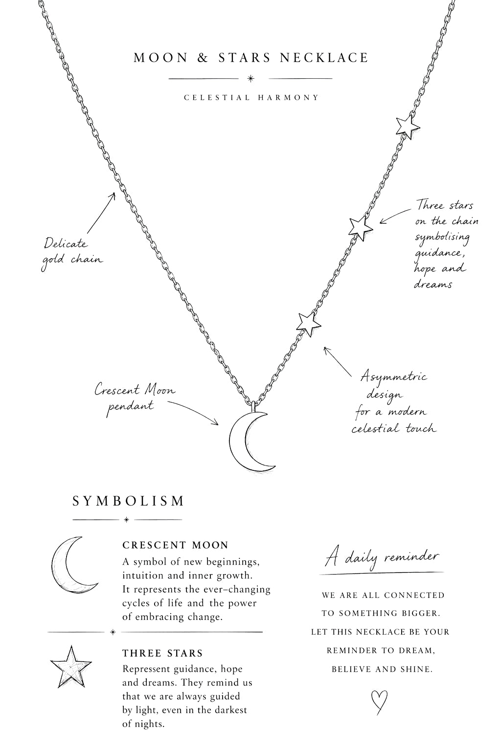 Rhiannon Moon And Stars Necklace Gold