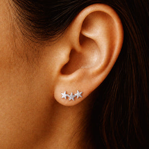 Special Three-Star Stud Earrings in Silver