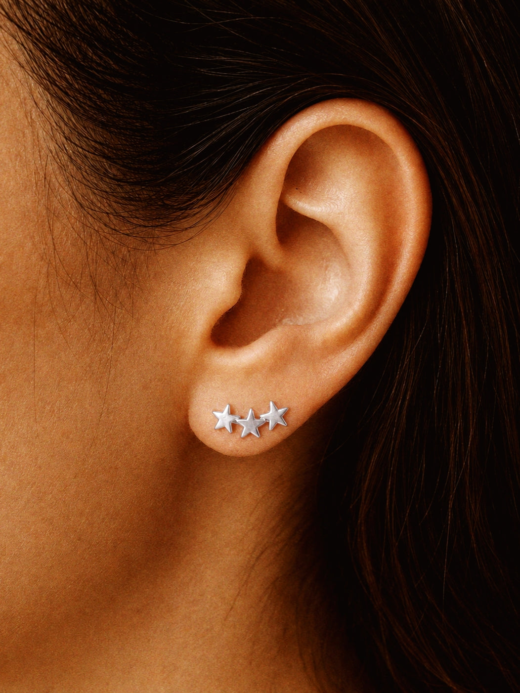 Special Three-Star Stud Earrings in Silver