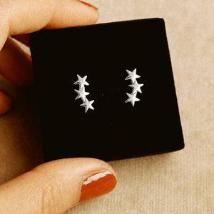 Special Three-Star Stud Earrings in Silver