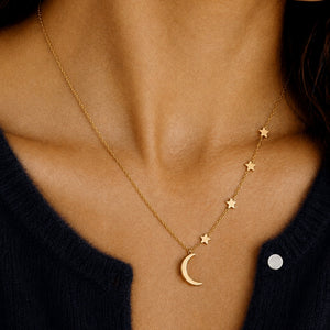 Rhiannon Moon And Stars Necklace Gold
