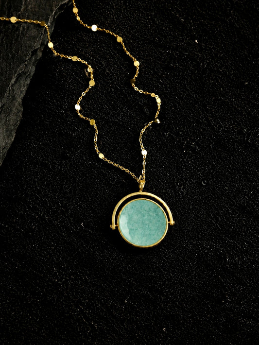 Blue Rotating Gemstone Necklace