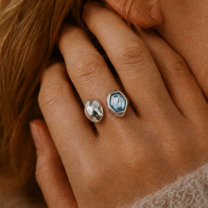 Francesca Open Ring / Blue & Silver