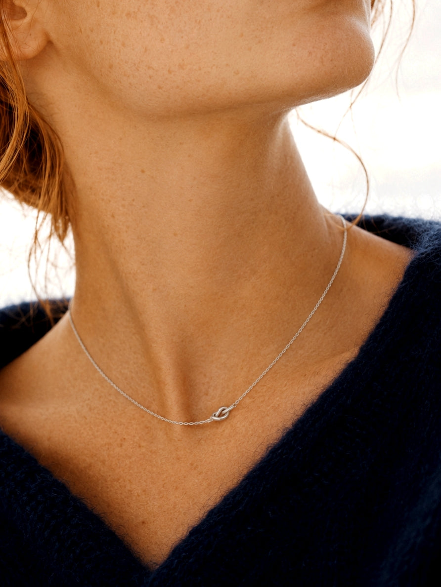 Delicate Knot Necklace in Silver
