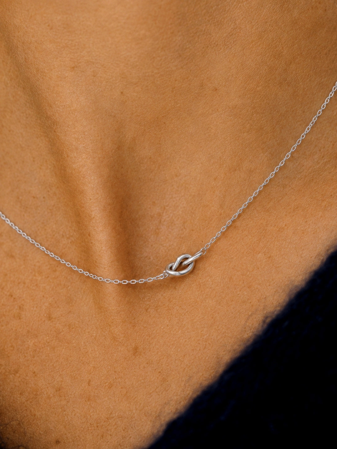 Delicate Knot Necklace in Silver