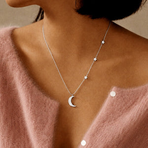 Rhiannon Moon And Stars Necklace Silver