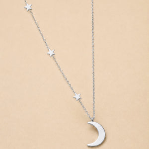 Rhiannon Moon And Stars Necklace Silver